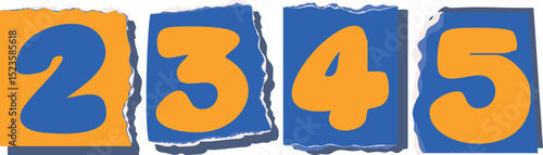 2345 Retro torn paper number Design art