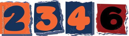 2346 Retro torn paper number Design art