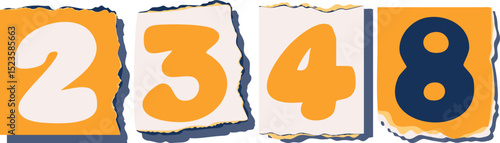 2348 Retro torn paper number Design art