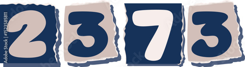 2373 Retro torn paper number Design art