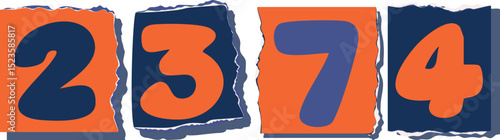 2374 Retro torn paper number Design art