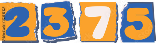 2375 Retro torn paper number Design art