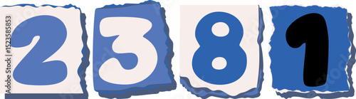 2381 Retro torn paper number Design art