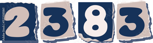 2383 Retro torn paper number Design art