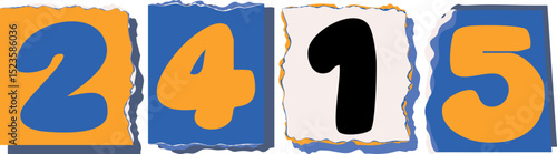 2415 Retro torn paper number Design art