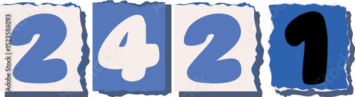 2421 Retro torn paper number Design art