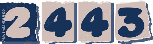 2443 Retro torn paper number Design art