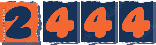 2444 Retro torn paper number Design art