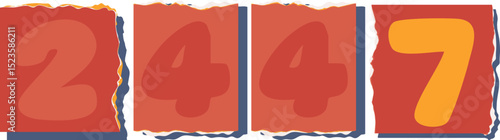 2447 Retro torn paper number Design art