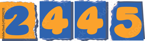 2445 Retro torn paper number Design art