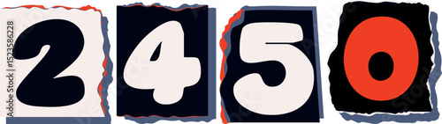 2450 Retro torn paper number Design art