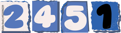 2451 Retro torn paper number Design art