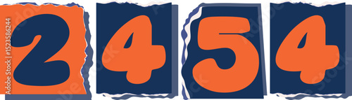 2454 Retro torn paper number Design art