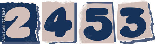 2453 Retro torn paper number Design art