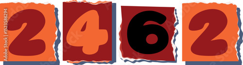2462 Retro torn paper number Design art