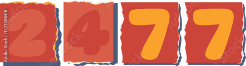 2477 Retro torn paper number Design art