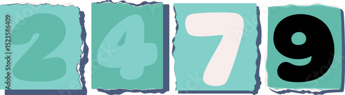 2479 Retro torn paper number Design art