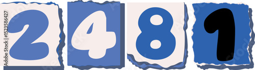 2481 Retro torn paper number Design art