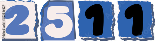 2511 Retro torn paper number Design art