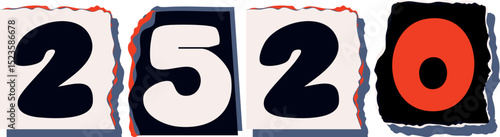 2520 Retro torn paper number Design art