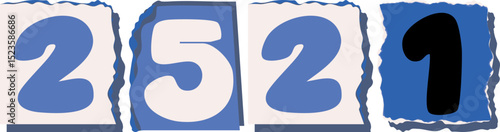 2521 Retro torn paper number Design art
