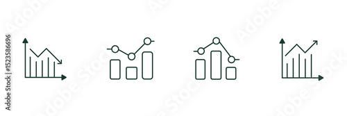 Data analytic. Thin line. 4 Type. Line icon set. Simple Design. Vector illustration