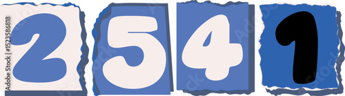 2541 Retro torn paper number Design art