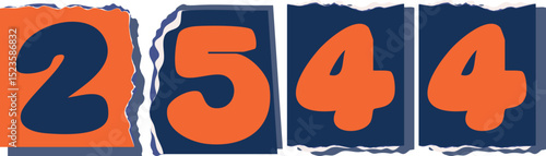2544 Retro torn paper number Design art
