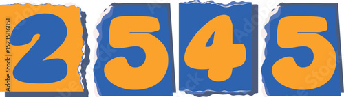 2545 Retro torn paper number Design art