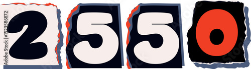 2550 Retro torn paper number Design art