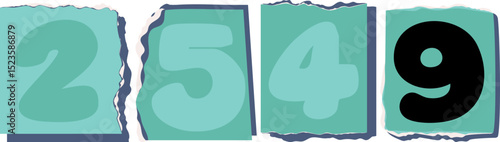 2549 Retro torn paper number Design art