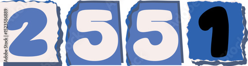 2551 Retro torn paper number Design art