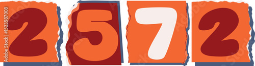 2572 Retro torn paper number Design art