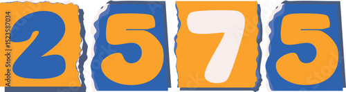 2575 Retro torn paper number Design art