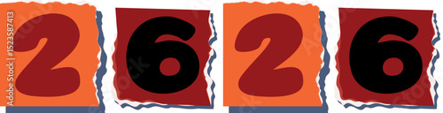 2626 Retro torn paper number Design art