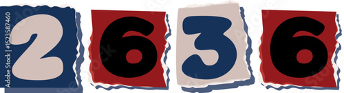 2636 Retro torn paper number Design art