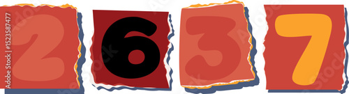 2637 Retro torn paper number Design art