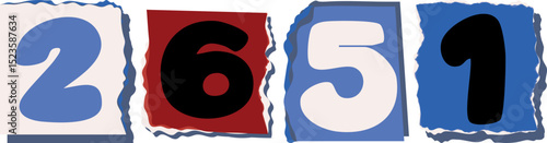 2651 Retro torn paper number Design art