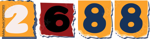 2688 Retro torn paper number Design art