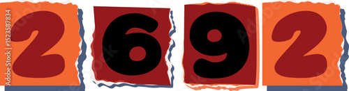 2692 Retro torn paper number Design art