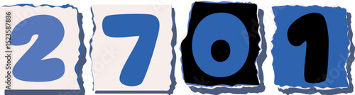 2701 Retro torn paper number Design art