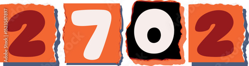 2702 Retro torn paper number Design art