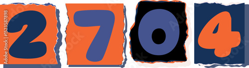 2704 Retro torn paper number Design art