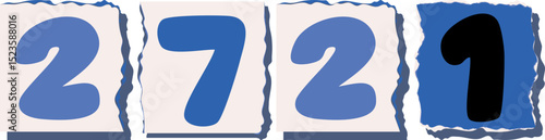2721 Retro torn paper number Design art