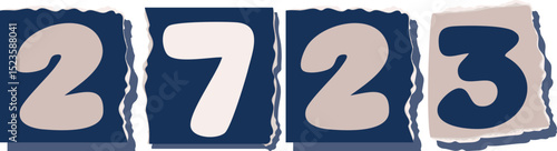 2723 Retro torn paper number Design art