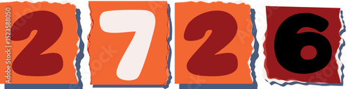 2726 Retro torn paper number Design art