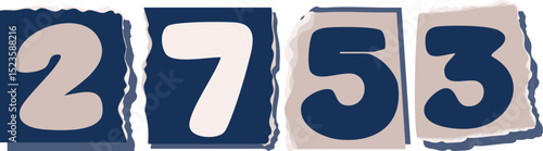 2753 Retro torn paper number Design art