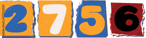 2756 Retro torn paper number Design art