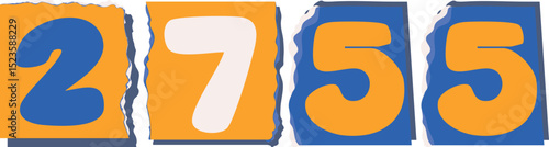 2755 Retro torn paper number Design art