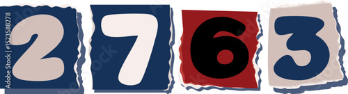 2763 Retro torn paper number Design art